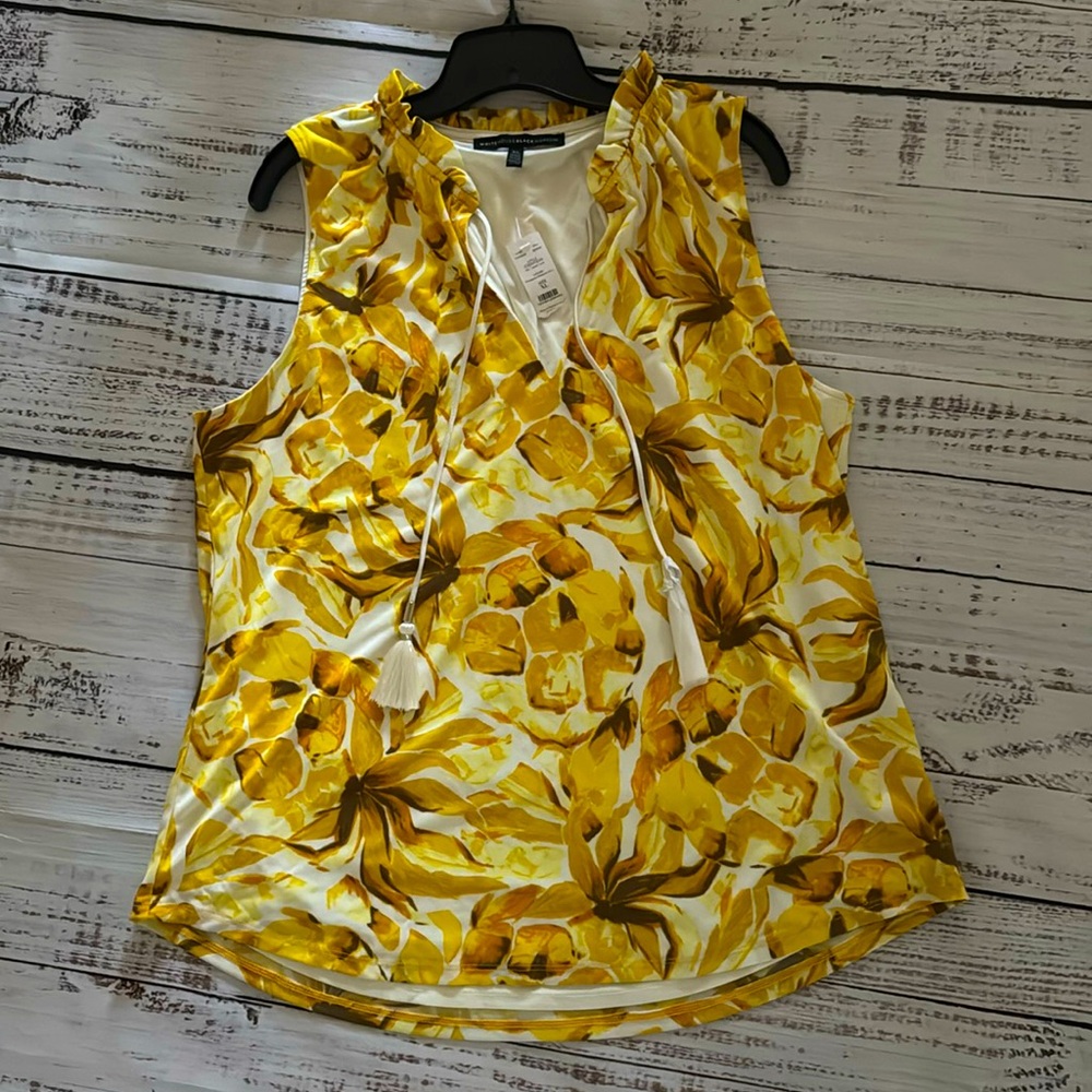 WHBM Yellow/White Sleeveless Top! NWT Sz XL
